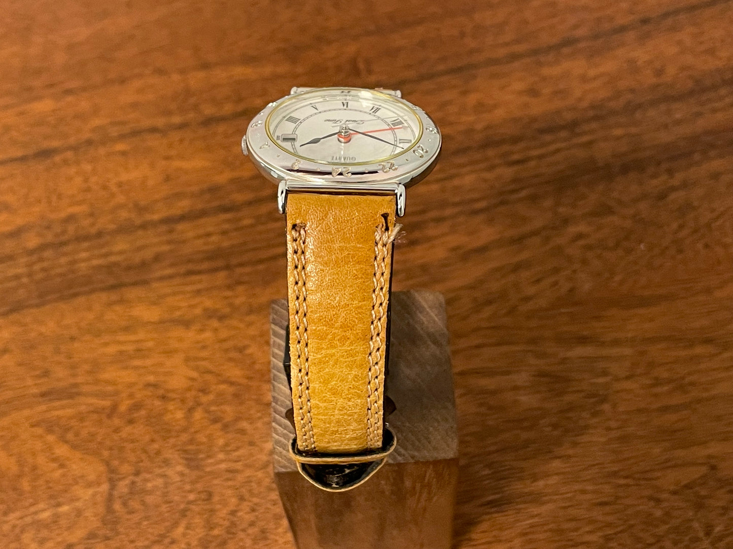 (1988) Pulsar V339-6000 GMT  “Dual Time” dress watch - white dial w/ Roman numerals (NOS)
