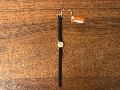 (1970s) Certina 2850 "cocktail" dress watch - silver sunburst dial w/ stick markers - small size (NOS)