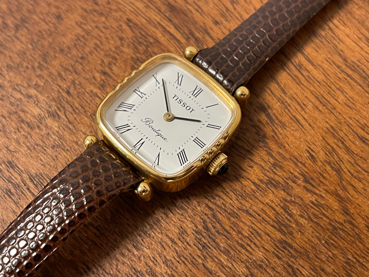 (1970s) Tissot Boutique dress watch - white dial w/ black Roman numerals - small size (NOS)