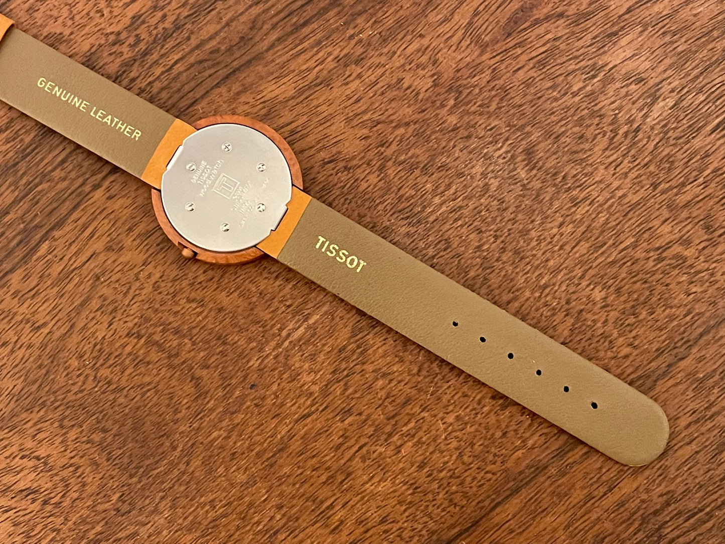 (1991) Tissot WoodWatch W195 - Mediterranean Briar case & dial w/ gold colored inlay (NOS)