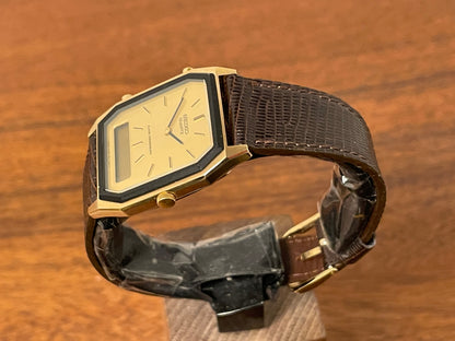 (1984) Seiko H448-5130 Alarm Chronograph - gold dial w/ gold markers & digital display