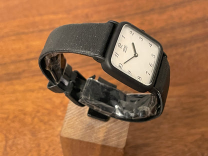 (1983) ADEC (by Citizen) 2028-395808 "TV case" - black case - silver dial w/ black Arabic numerals (NOS)