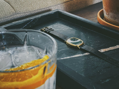 Seiko 7800-5299 Ellipse homage watch on marmer plarea