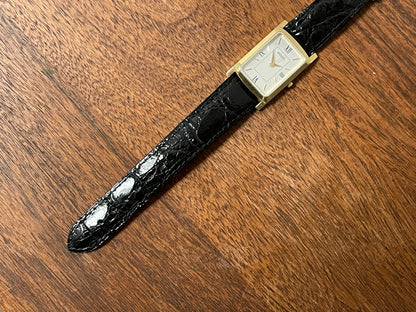 (1990s) Seiko 7N01-0BA8 18K gold collection "tank" - 18k solid gold case - white & cream dial (NOS + full set)