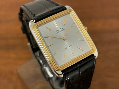 (1981) Seiko 6020-5809 Lassale "Tank" dress watch - silver dial w/ gold stick markers (NOS)