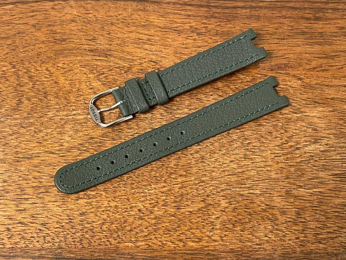 16mm Tissot Rockwatch R150 dark green leather strap (NOS)