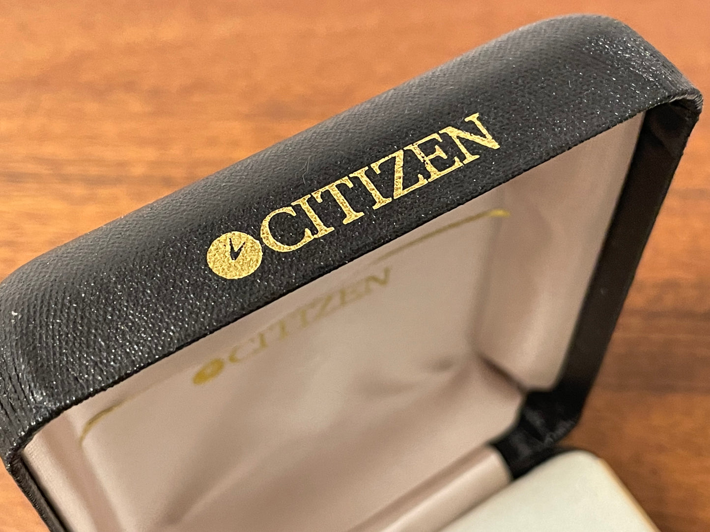 Vintage Citizen square box - black w/ gold details (NOS)