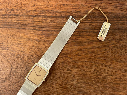 (1983) Seiko 6730-565H Lassale ultra thin - stainless steel bracelet - brushed gold dial w/ black stick markers (NOS)