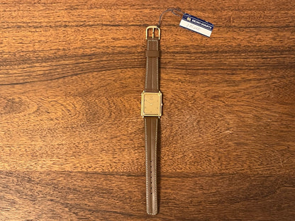 (1996) Seiko 5P30-5140 Quartz "Tank" dress watch - caramel dial w/ gold numerals/markers (NOS)