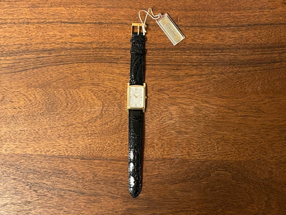 (1990s) Seiko 7N01-0BA8 18K gold collection "tank" - 18k solid gold case - white & cream dial (NOS + full set)