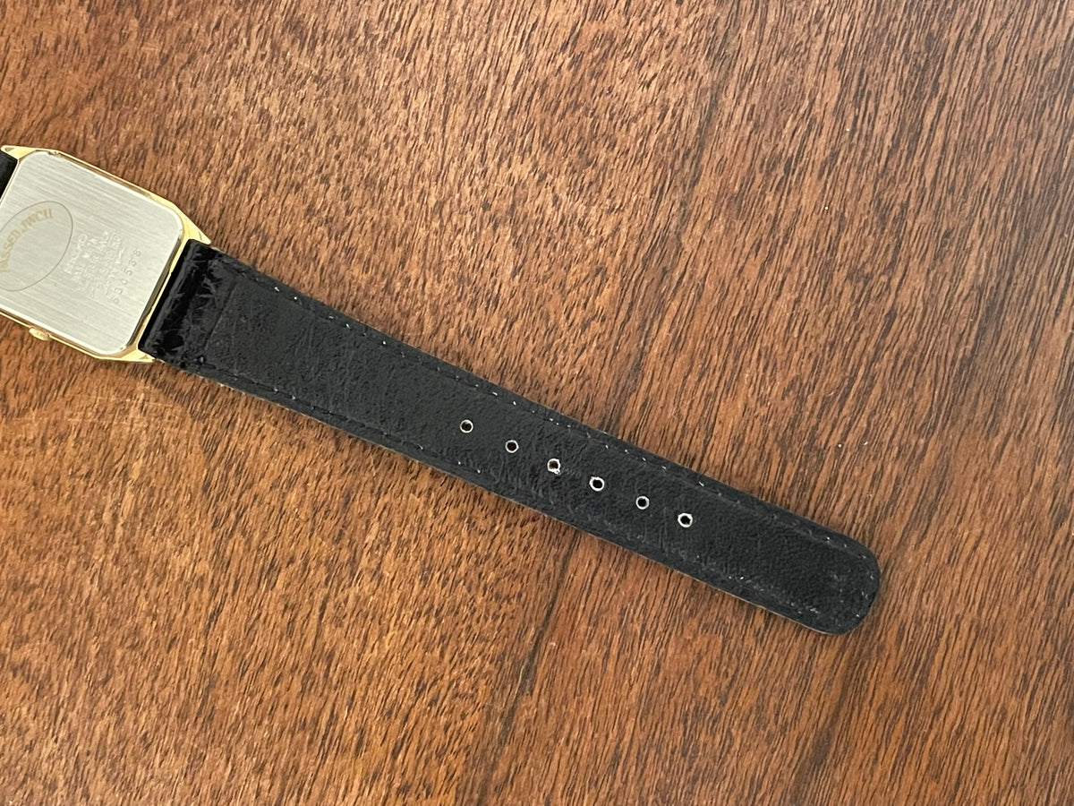 (1986) Seiko 5P31-5030 Quartz "Tank" dress watch - brushed dark grey dial w/ gold markers (NOS)