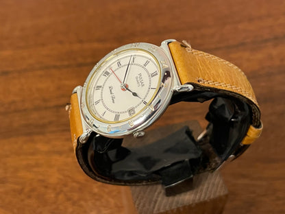 (1988) Pulsar V339-6000 GMT  “Dual Time” dress watch - white dial w/ Roman numerals (NOS)