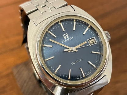 (1970s) Tissot quartz cal. 2030 with blue vertical sunburst dial (full service)