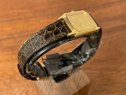 (1982) Seiko 1230-502H Lassale "Tank" dress watch - gold case - gold dial w/ gold stick markers - small size (NOS)