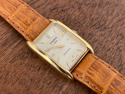 (1990s) Tissot T815 Fascination "Tank" - champagne dial with gold markers - small size (NOS)