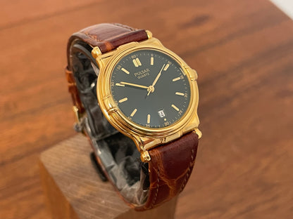 (2002) Pulsar V782-6A80 dress watch  - British green dial w/ gold markers - small size (NOS)