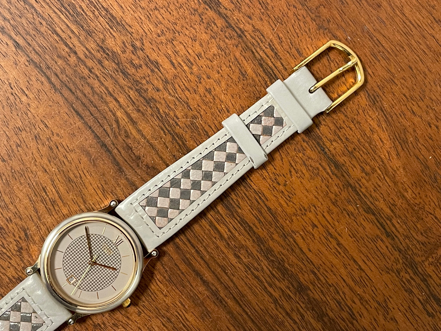 (1986) Citizen 2810-956141 SA dress watch - checkered dial w/ gold markers (NOS)