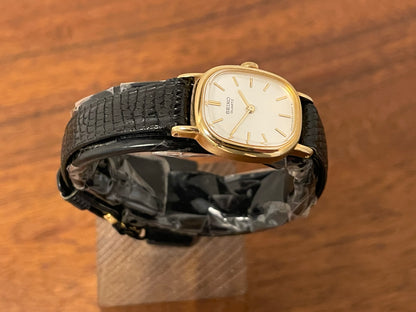(1981) Seiko 5420-5119 "Ellipse" - gold plated case - silver sunburst dial w/ gold markers - small size (NOS)