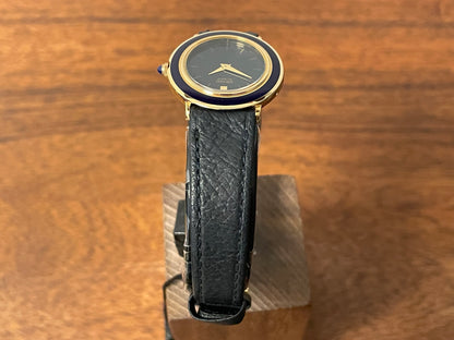 (1983) Seiko 7320-010A dress watch - purple bezel - dark blue dial w/gold markers - small size (NOS)