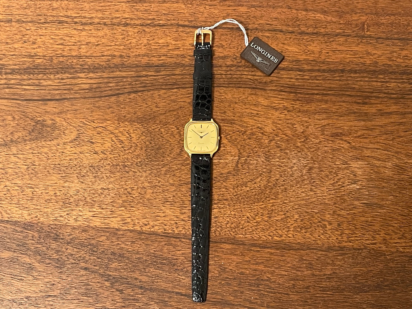 (1980s) Longines 978 6398 dress watch - gold plated case - gold dial w/ stick markers (NOS)
