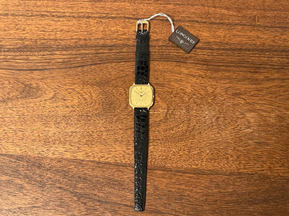 (1980s) Longines 978 6398 dress watch - gold plated case - gold dial w/ stick markers (NOS)