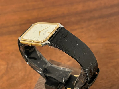 (1983) Seiko 9550-5069 Lassale ultra-thin "Tank" dress watch - cream dial w/ black stick markers (NOS)