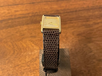 (1982) Seiko 5420-5100 "Tank" dress watch - brushed gold dial w/ gold markers - small size (NOS)