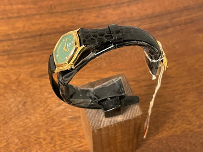 (1970s) Certina 6797 dress watch - gold plated 10M case - green dial w/ diamond markers - small size (NOS)