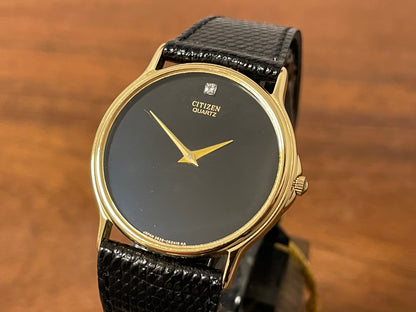 (1979) Citizen 3620-958195SJ dress watch - black dial w/ diamond marker (NOS)
