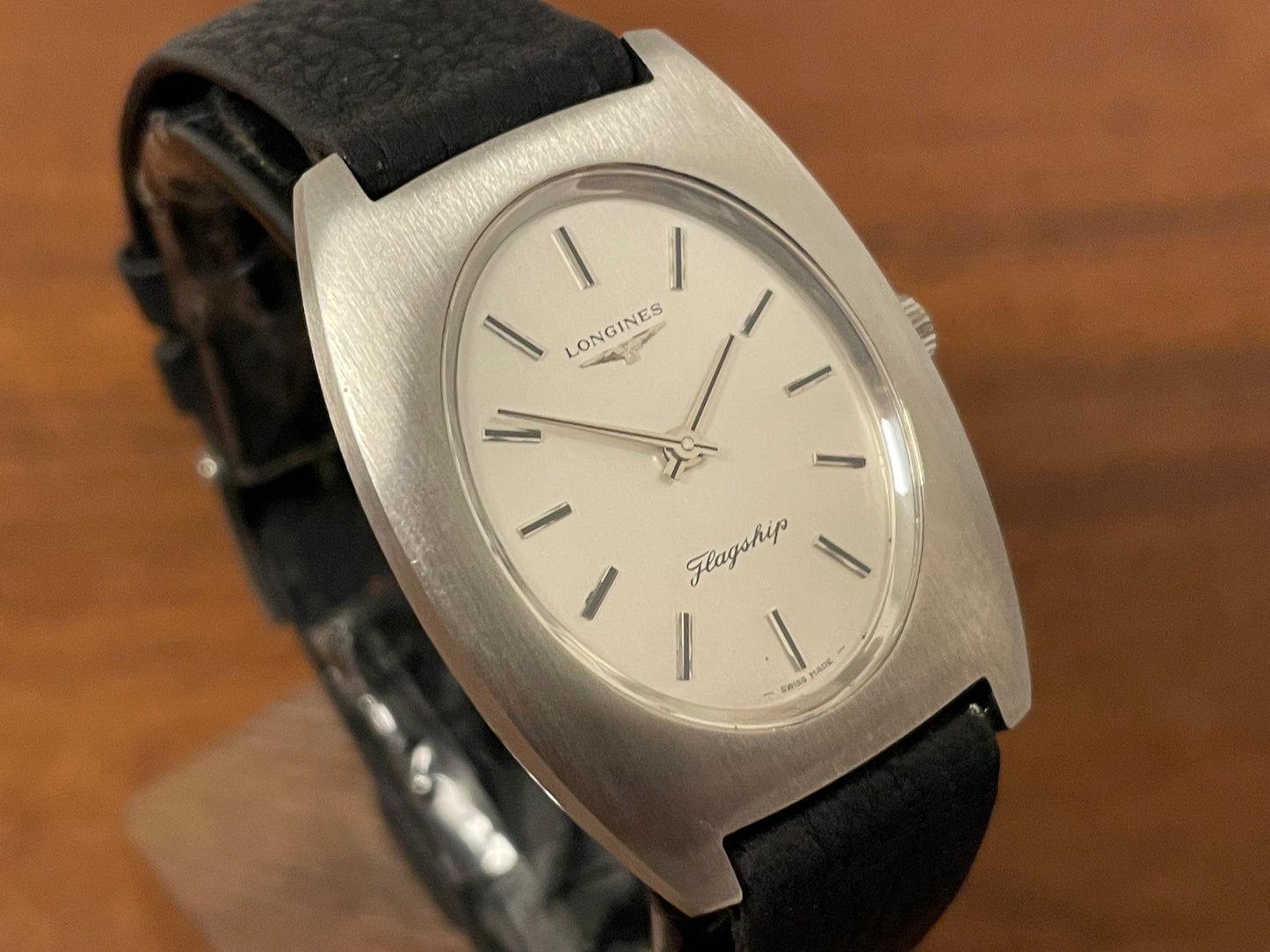 (1970s) Longines Flagship ref. 4036 cal. 428 - tonneau case - silver dial w/ silver stick markers (NOS)
