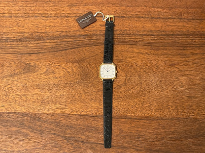 (1980s) Longines 960 6083 dress watch - gold plated case - white dial w/ Roman numerals (NOS)