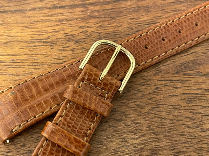 18mm Seiko cognac brown leather stap w/ gold buckle by Italwatch