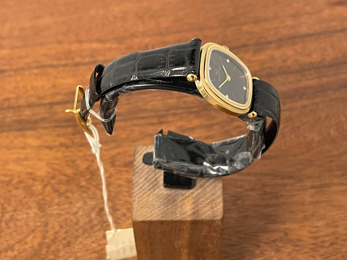 (1970s) Certina 706SP dress watch - gold plated case - black dial w/ diamond markers - small size (NOS)