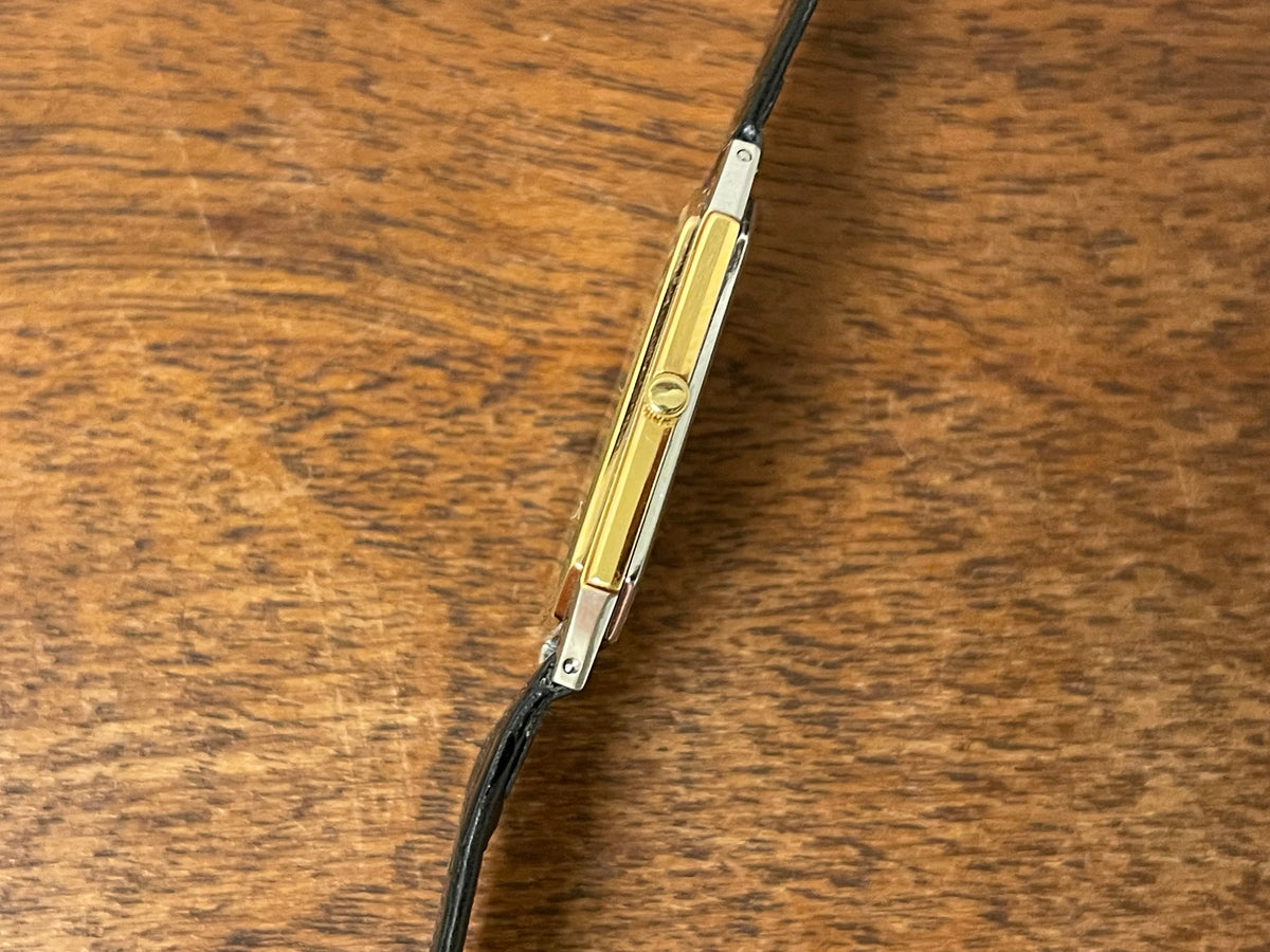 (1983) Seiko 9550-5069 Lassale ultra-thin "Tank" dress watch - cream dial w/ black stick markers (NOS)