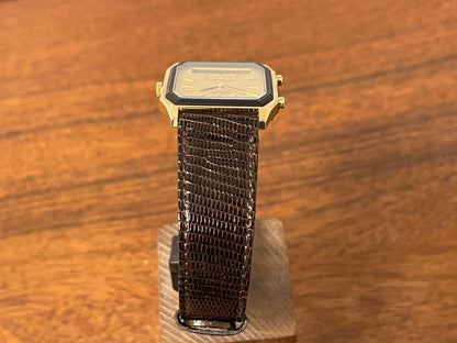 (1984) Seiko H448-5130 Alarm Chronograph - gold dial w/ gold markers & digital display