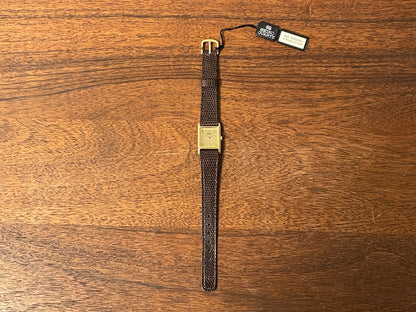(1982) Seiko 5420-5100 "Tank" dress watch - brushed gold dial w/ gold markers - small size (NOS)