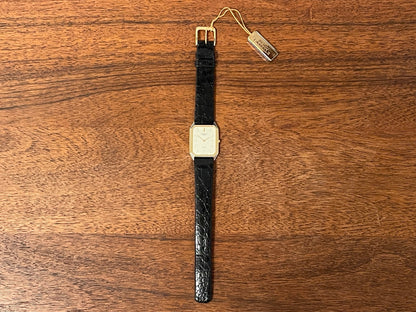 (1983) Seiko 9550-5069 Lassale ultra-thin "Tank" dress watch - cream dial w/ black stick markers (NOS)