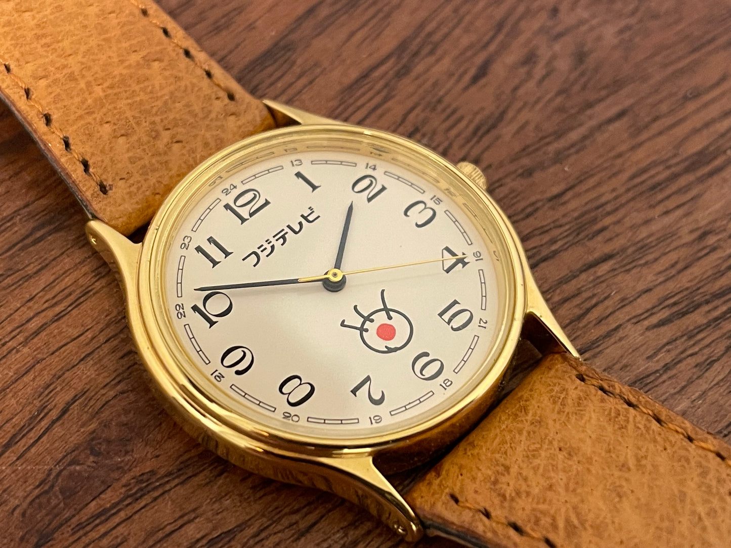 (1980s-1990s) Citizen "Fuji Television" logo dress watch - creme dial w/ black Arabic numerals