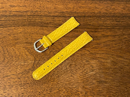 18mm Seiko yellow leather stap w/ silver buckle