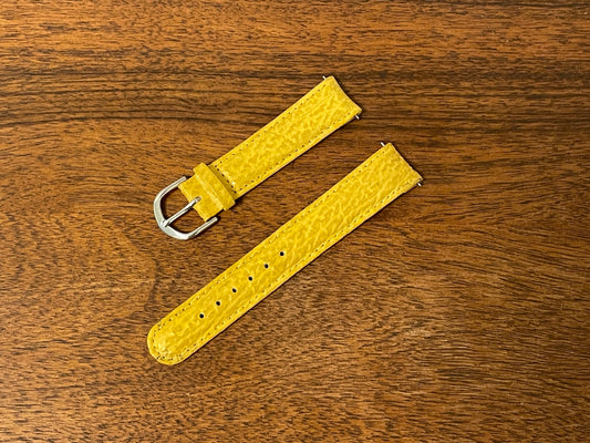 18mm Seiko yellow leather stap w/ silver buckle