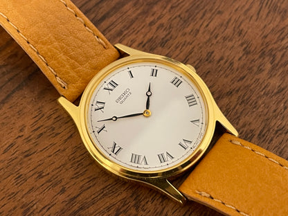 (1988) Seiko 5Y30-7A71 dress watch - white dial w/ Roman numerals & Breguet hands (NOS)