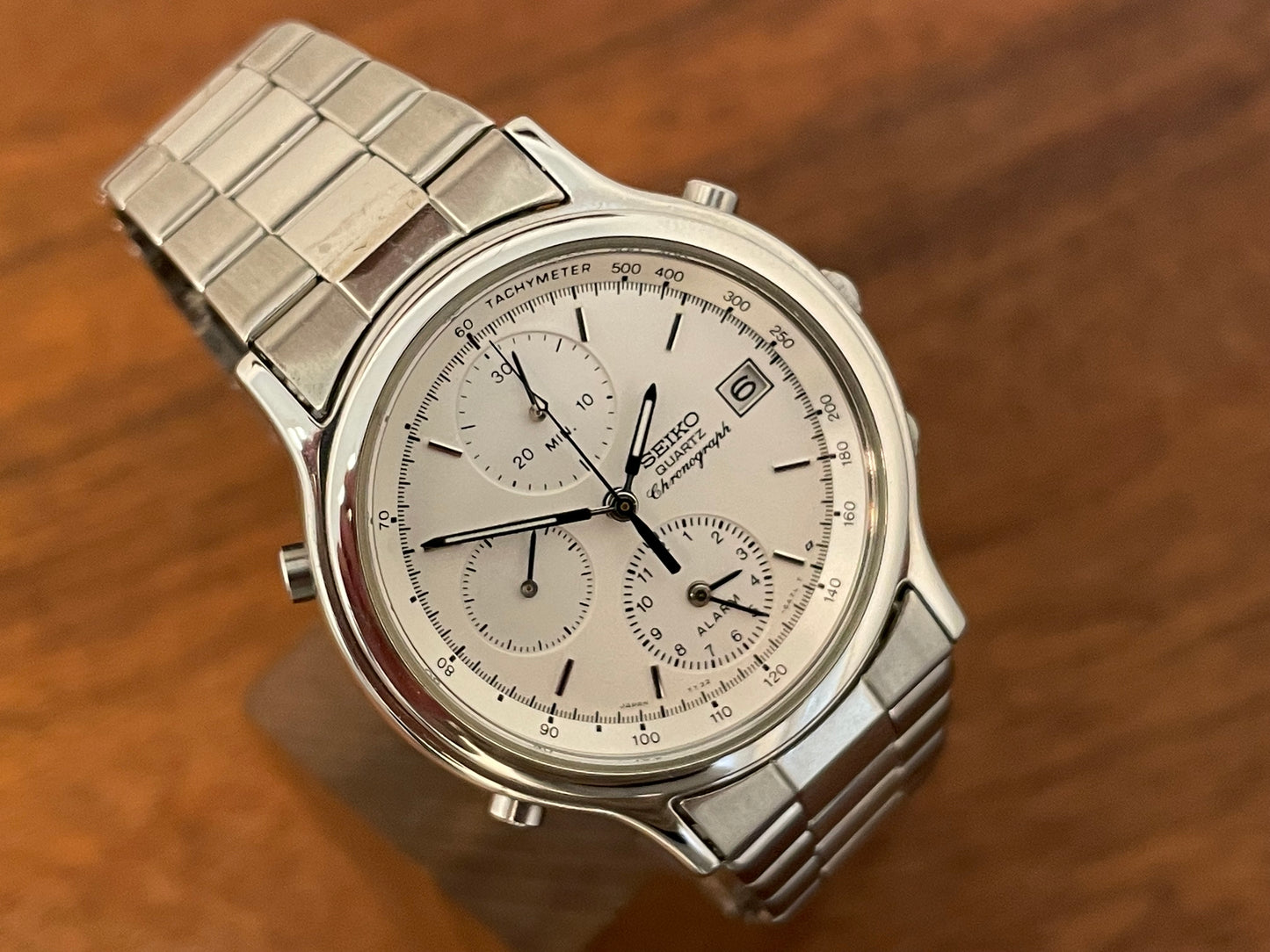 (1989) Seiko 7T32-6A50 Chronograph - silver dial w/ silver markers (NOS)