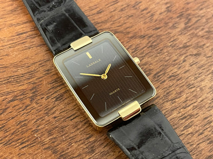 (1984) Seiko 1230-5499 Lassale dress watch - black & grey pyjama dial w/ stick markers - small size (NOS)