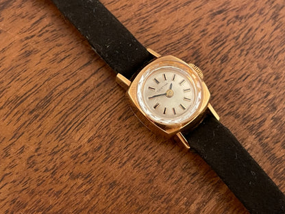 (1970s) Certina 2850 "cocktail" dress watch - silver sunburst dial w/ stick markers - small size (NOS)