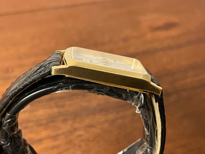 (1990s) Seiko 7N01-0BA8 18K gold collection "tank" - 18k solid gold case - white & cream dial (NOS + full set)
