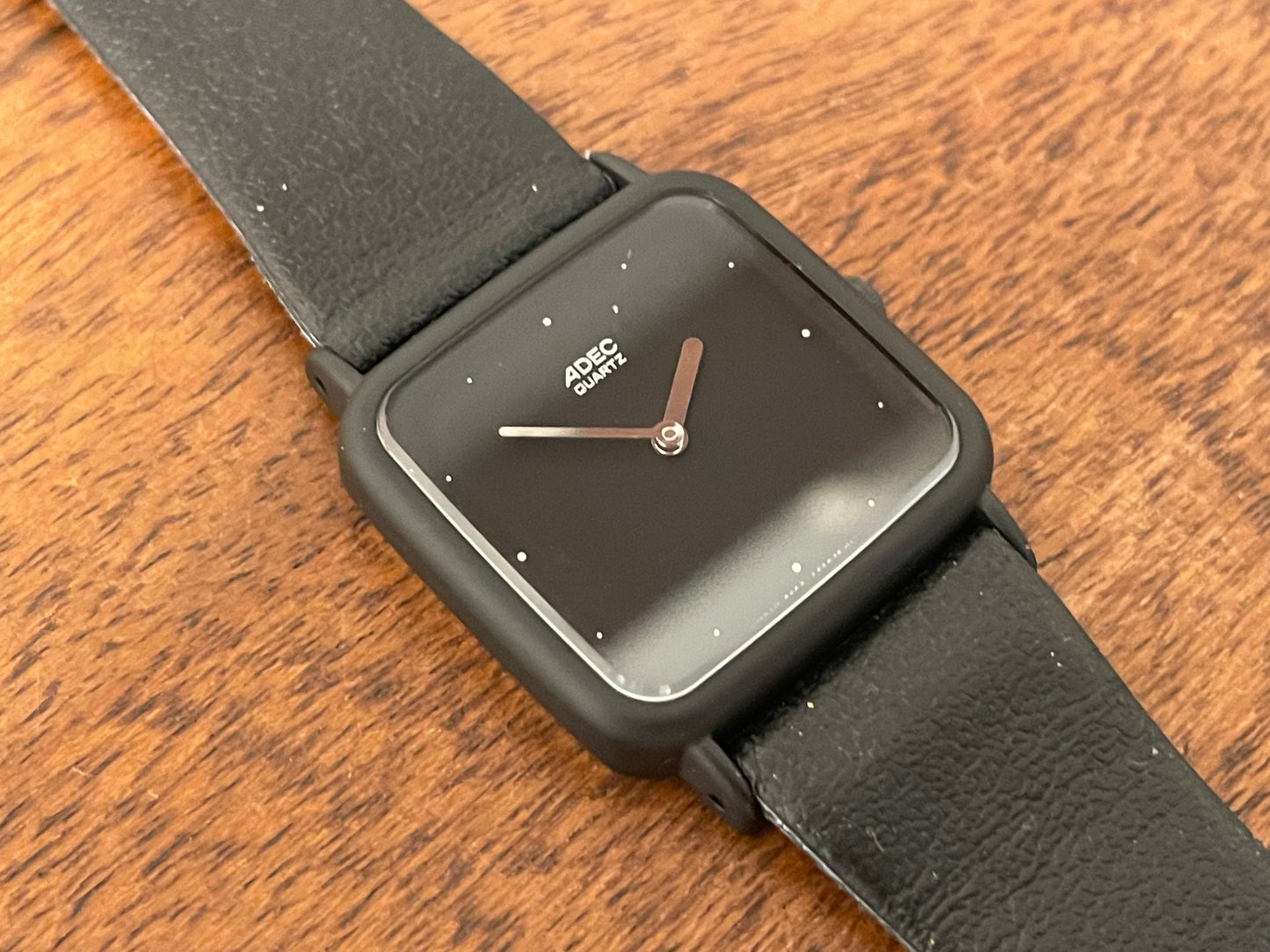 (1983) ADEC (by Citizen) 2028-395808 "TV case" - black case -  black dial w/ silver markers (NOS)