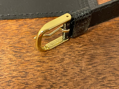 20mm Seiko black Lizzard print calf leather w/ gold buckle - vintage (NOS)