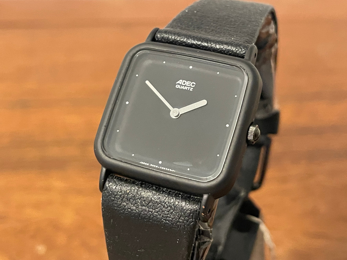 (1983) ADEC (by Citizen) 2028-395808 "TV case" - black case -  black dial w/ silver markers (NOS)