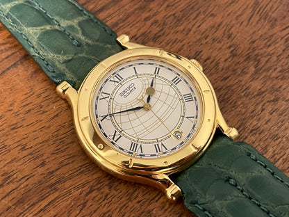 (1999) Seiko 5Y22-6050 Age of Discovery (AOD) dress watch - white dial w/ black Roman numerals (NOS)