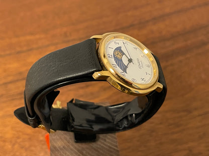 (1980s/1990s) Duward 66145 dress watch - white dial w/ day-night indicator (NOS)